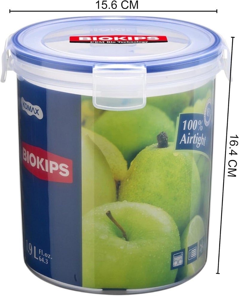 كوماكس حاوية تخزين الطعام المستديرة Biokips مع غطاء، بسعة 1.9 لتر - Image 3