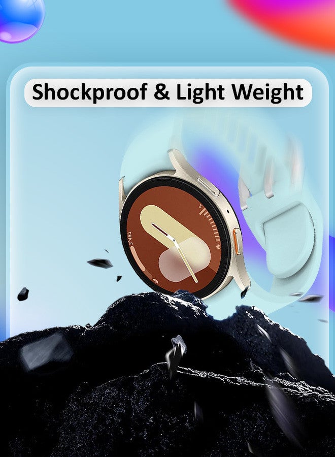 CATANES for Galaxy Watch 7 Strap 40mm 44mm,for Samsung Galaxy Watch FE Band 20mm Soft Silicone Sport Strap Women Men,No Gap Bracelet Wristbands Light Blue - Image 4