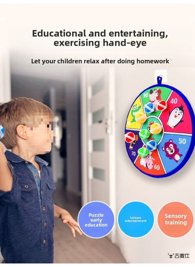 null - Children's Dart Board Sticky Ball Toy Touching High Throwing Sticky Ball Target Parent-Child Interaction Boys Indoor Sports Ball-Color:Fruit Target + 8 Balls (comes With Hook) - Image 1