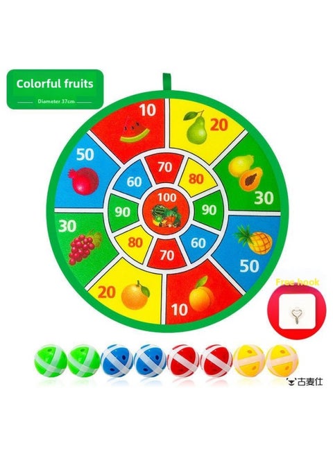 Children's Dart Board Sticky Ball Toy Touching High Throwing Sticky Ball Target Parent-Child Interaction Boys Indoor Sports Ball-Color:Fruit Target + 8 Balls (comes With Hook)