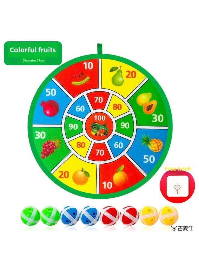 null - Children's Dart Board Sticky Ball Toy Touching High Throwing Sticky Ball Target Parent-Child Interaction Boys Indoor Sports Ball-Color:Fruit Target + 8 Balls (comes With Hook) - Image 1