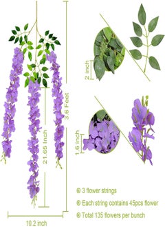 KASTWAVE Artificial Wisteria Vine Flowers 12 Pack 44" Fake Flower Bushy Vine Ratta Hanging Garland for Wedding Party Garden Outdoor Greenery Home Wall Deco Home Hote Wedding Promenade Decoration  - Image 1