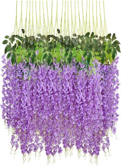 KASTWAVE Artificial Wisteria Vine Flowers 12 Pack 44" Fake Flower Bushy Vine Ratta Hanging Garland for Wedding Party Garden Outdoor Greenery Home Wall Deco Home Hote Wedding Promenade Decoration  - Image 3