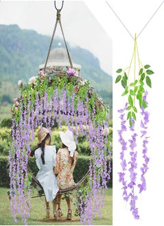 KASTWAVE Artificial Wisteria Vine Flowers 12 Pack 44" Fake Flower Bushy Vine Ratta Hanging Garland for Wedding Party Garden Outdoor Greenery Home Wall Deco Home Hote Wedding Promenade Decoration  - Image 5