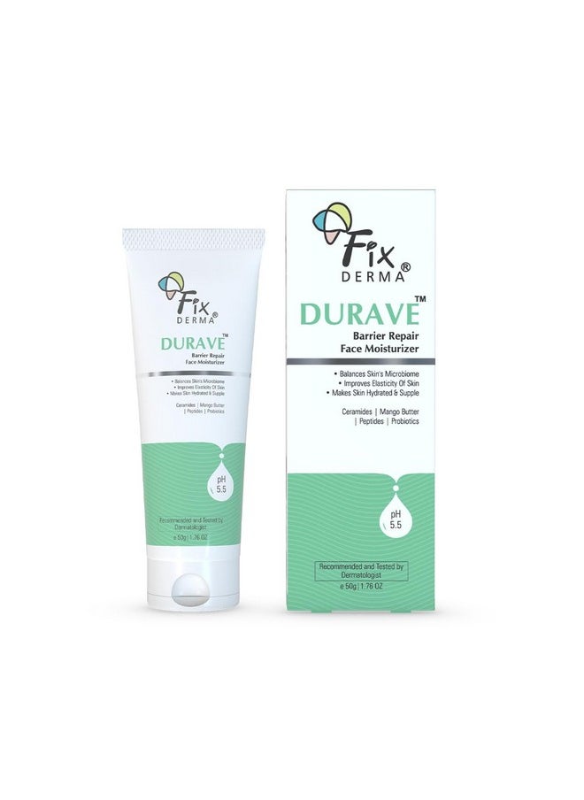 FIXDERMA Durave Ceramide Moisturizer For Face With Peptide & Mango Butter | Barrier Repair Moisturizer | Face Moisturizer For Women & Men | For All Skin Type - 50Gm  - Image 1