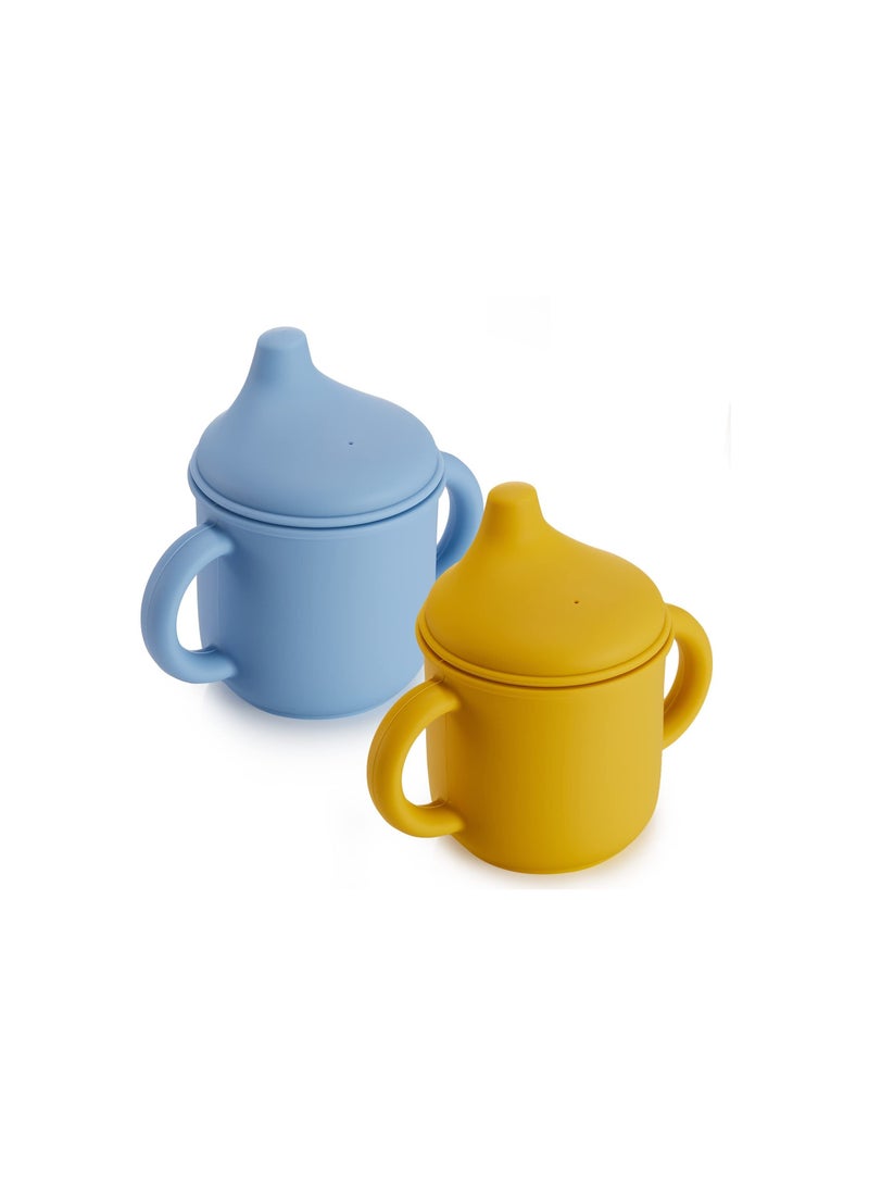 Silicone Sippy Cups for Babies 6 Months and Up, Two Handle Training Cups for Toddlers, Easy Grip Learner Cups with Spout Lid (Set of 2) - Image 1