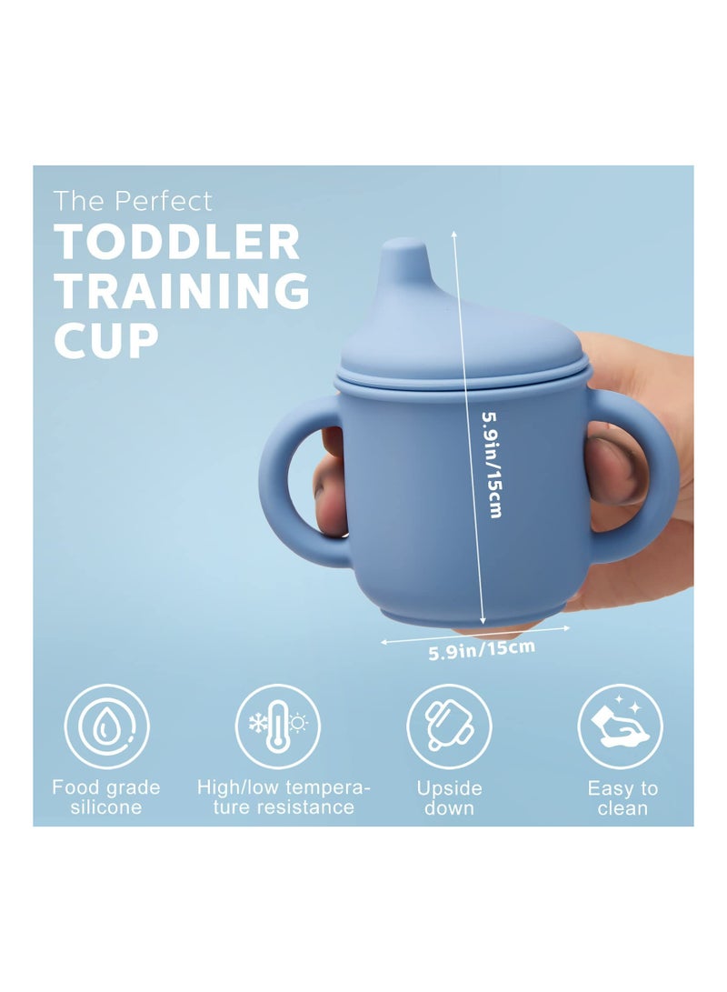 Silicone Sippy Cups for Babies 6 Months and Up, Two Handle Training Cups for Toddlers, Easy Grip Learner Cups with Spout Lid (Set of 2) - Image 4