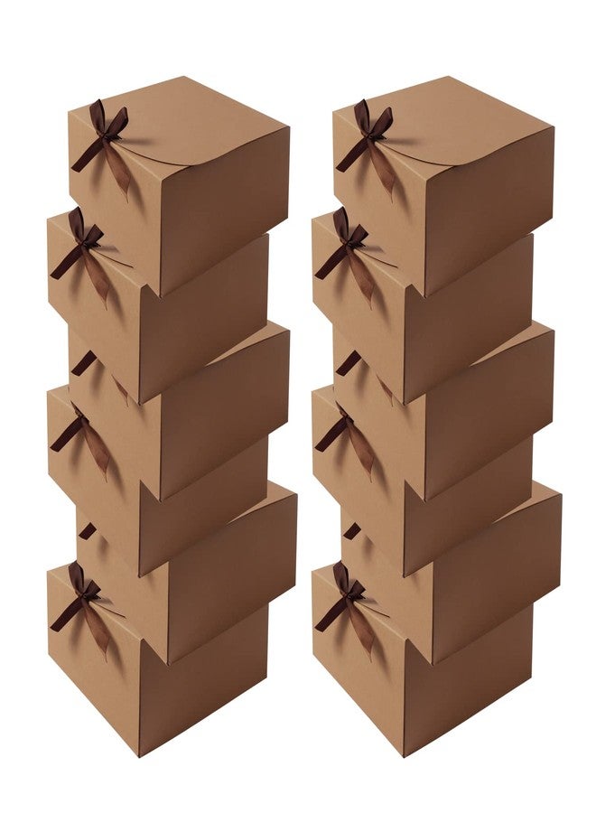 WLUSEAXI 12pack Gift Boxes with Lids,Brown Gift Boxes Bulk with Brown Bow Ribbon,Bridesmaid Proposal Box for Presents Kraft Paper Gift Boxes for Wedding, Father's Day, Christmas, Halloween, Baby Shower - Image 1