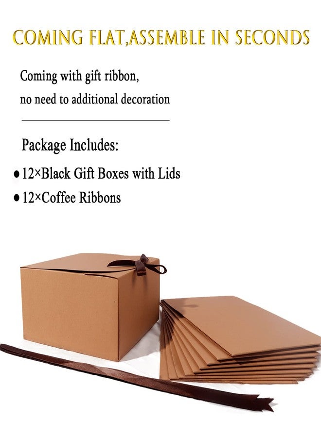 WLUSEAXI 12pack Gift Boxes with Lids,Brown Gift Boxes Bulk with Brown Bow Ribbon,Bridesmaid Proposal Box for Presents Kraft Paper Gift Boxes for Wedding, Father's Day, Christmas, Halloween, Baby Shower - Image 4