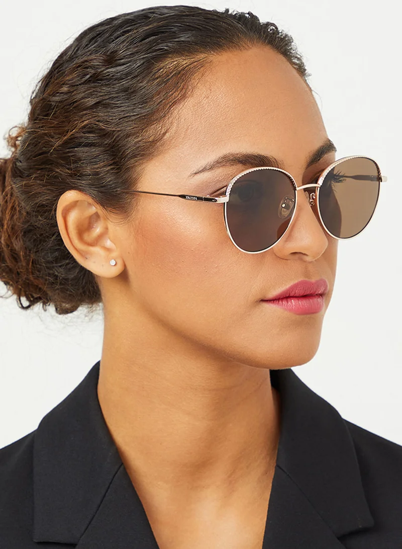 30Sundays Forget-Me-Not,Women Sunglasses, Round Sunglasses, UV Protection: UV400 (Gold,Brown)