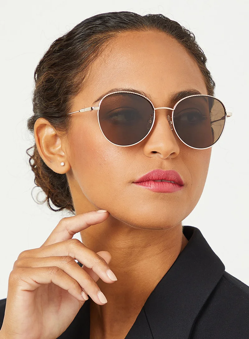 30Sundays Forget-Me-Not,Women Sunglasses, Round Sunglasses, UV Protection: UV400 (Gold,Brown)