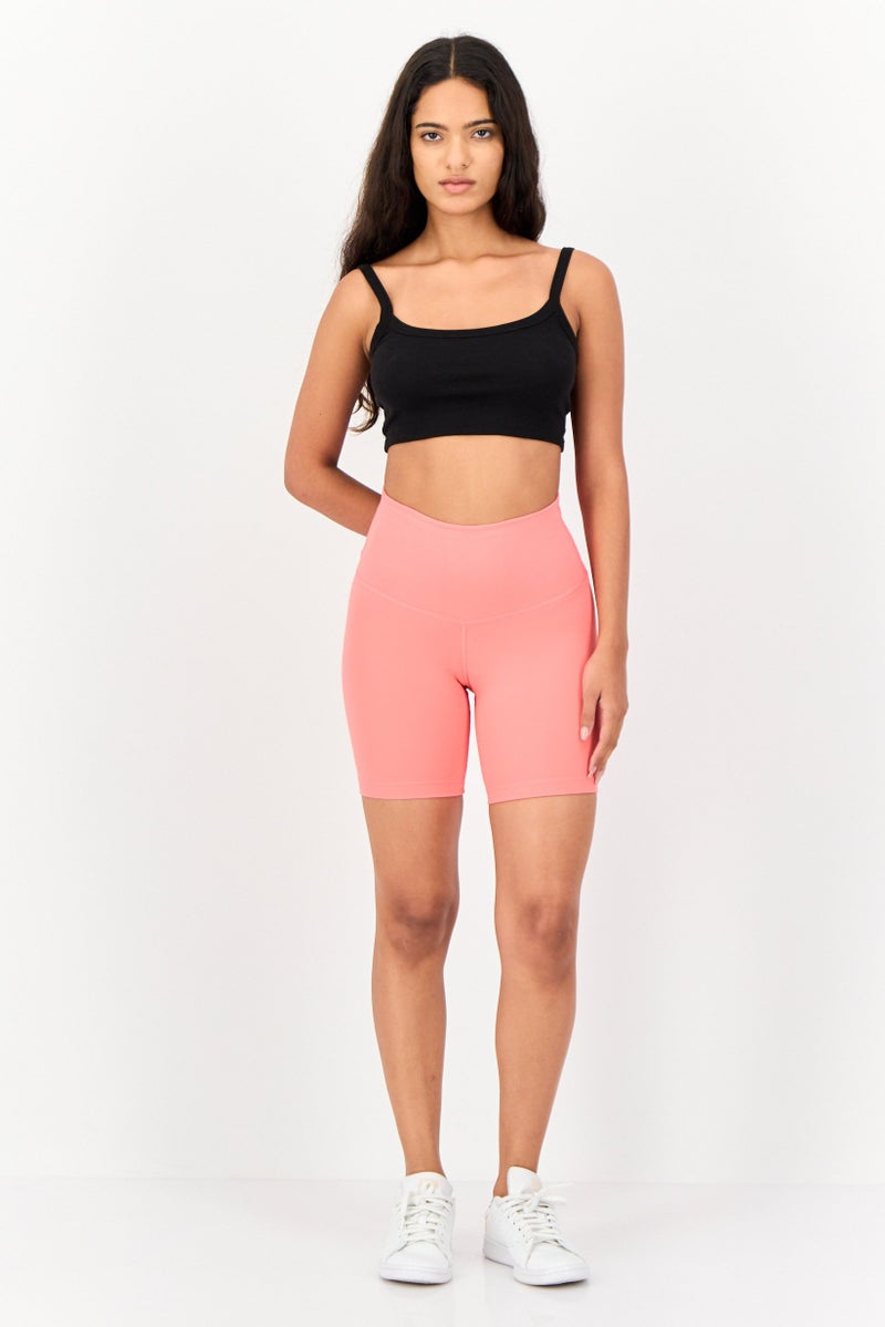 KUYING Women 7 Inseam Tight Fit Yoga Shorts, Coral - Image 2