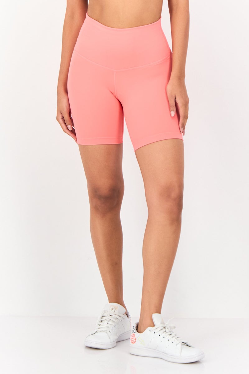 KUYING Women 7 Inseam Tight Fit Yoga Shorts, Coral - Image 1