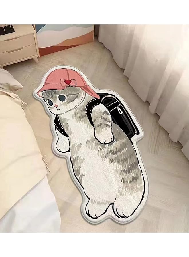 Zaboon Cat Shaped Rug,Anti-Slip Bedroom Rug Soft Microfiber Entry Door Mat for Living Room Kids Room Bedroom Bathroom Kitchen Home Decor (120 cm x 50 cm) - Image 1