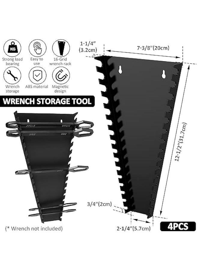 Generic 64 Slot Magnetic Wrench Organizer, Wrench Holder, Wrench Rack Tool Trays, Wrench Organizer Tray, Wrench Storage Organizer, Tool Organizer for Storing 5mm-27mm Metric and SAE Wrenches (Black)  - Image 2