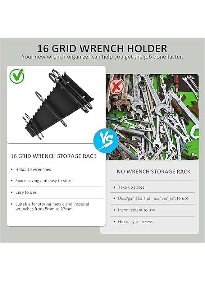 Generic 64 Slot Magnetic Wrench Organizer, Wrench Holder, Wrench Rack Tool Trays, Wrench Organizer Tray, Wrench Storage Organizer, Tool Organizer for Storing 5mm-27mm Metric and SAE Wrenches (Black)  - Image 4