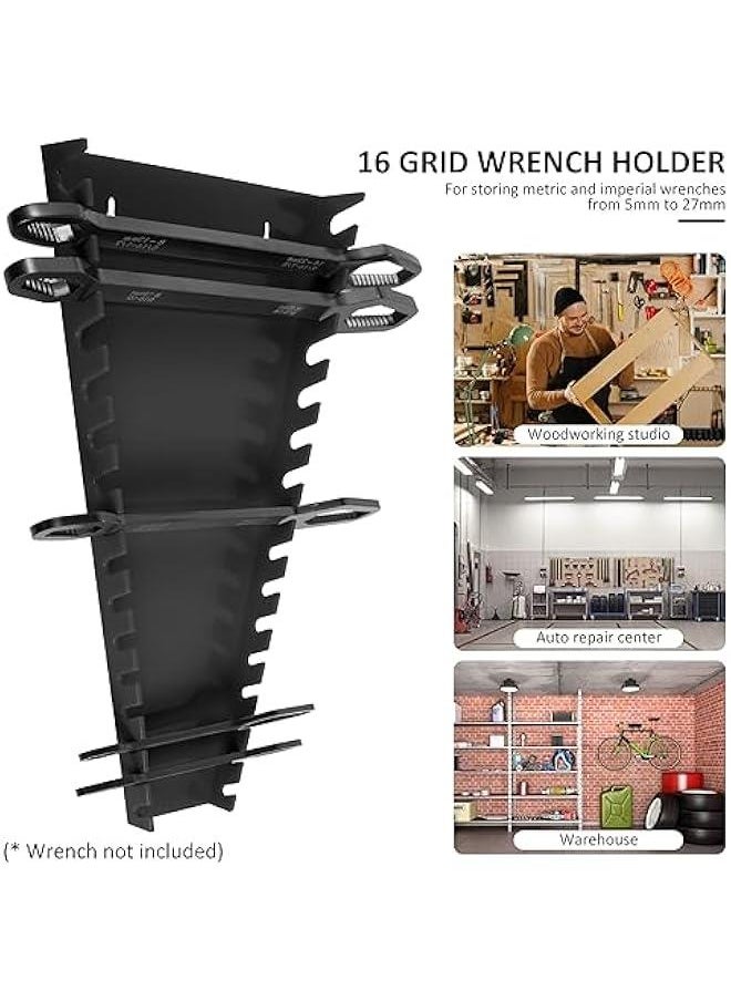 Generic 64 Slot Magnetic Wrench Organizer, Wrench Holder, Wrench Rack Tool Trays, Wrench Organizer Tray, Wrench Storage Organizer, Tool Organizer for Storing 5mm-27mm Metric and SAE Wrenches (Black)  - Image 5