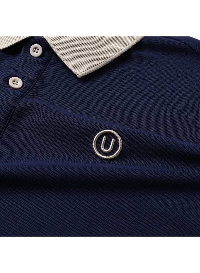 Tucano Men's Short Sleeve Business Casual Polo Shirt Fashionable All-match Top Men's Navy Blue XL - Image 2