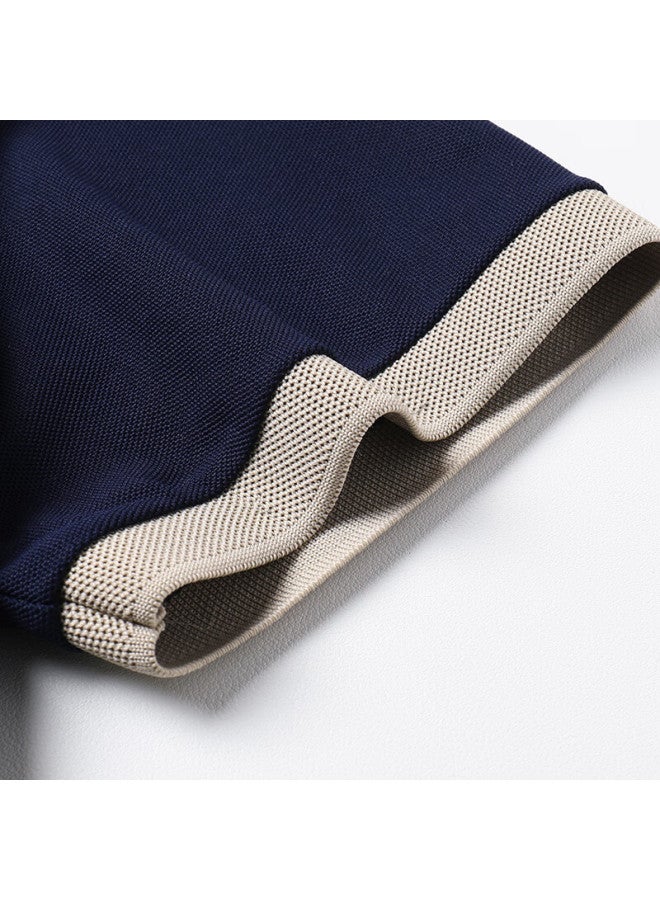 Tucano Men's Short Sleeve Business Casual Polo Shirt Fashionable All-match Top Men's Navy Blue XL - Image 4