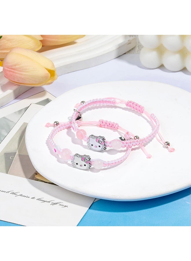 جي دي قطعتان من أساور الصداقة بتصميم قطة، مناسبة للرجال والنساء، أساور مطاطية مزينة بخرز كرتوني لطيف، أساور صداقة مزينة بقلادة مستوحاة من الرسوم المتحركة، هدية مثالية للفتيات المراهقات والأطفال. - Image 3