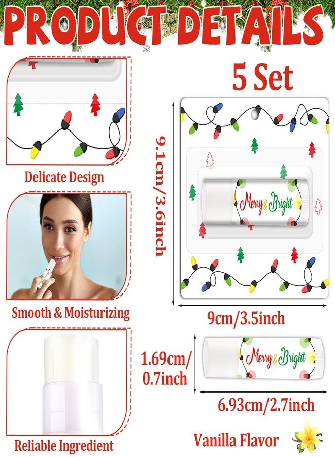 Lonfliness 5 Pack Christmas Lip Balm Gift Bulk, Moisturizing Nourishing Lip Balm Appreciation Gift, Merry Xmas Holiday Birthday Party Favors Stocking Stuffers for Women Men Coworker Employee Teacher (Light Bulb - Image 3