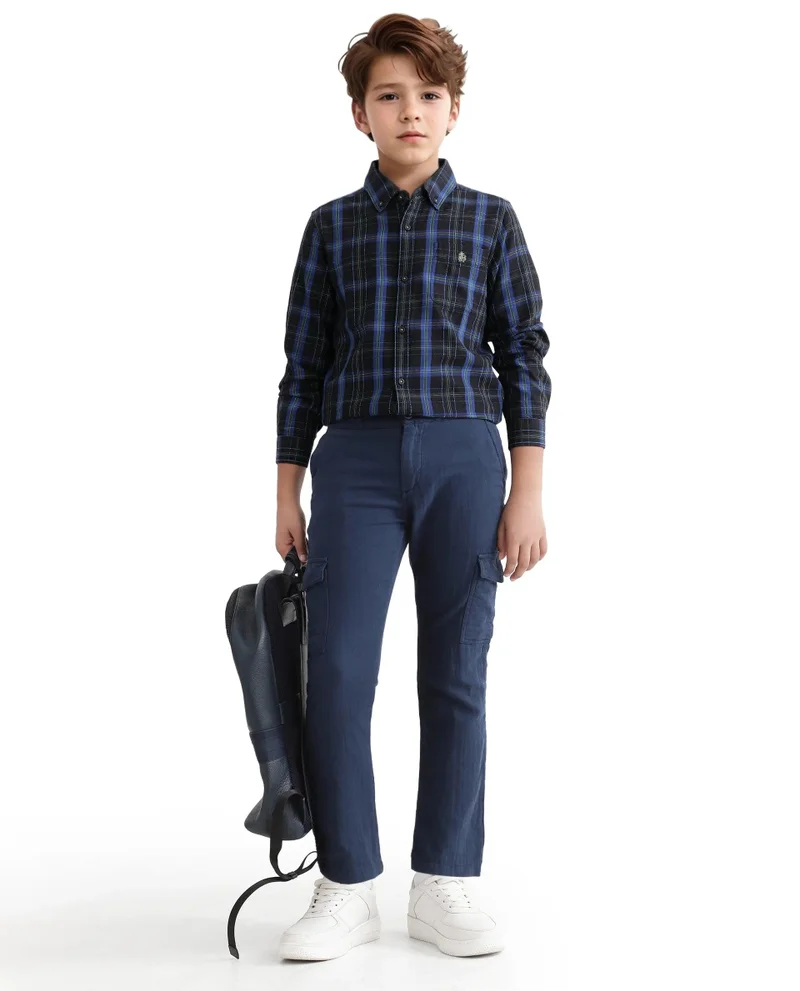 رير ونز Rare Ones Kids Lian Navy Cotton Full Sleeve Crew Neck HD Print Shirt