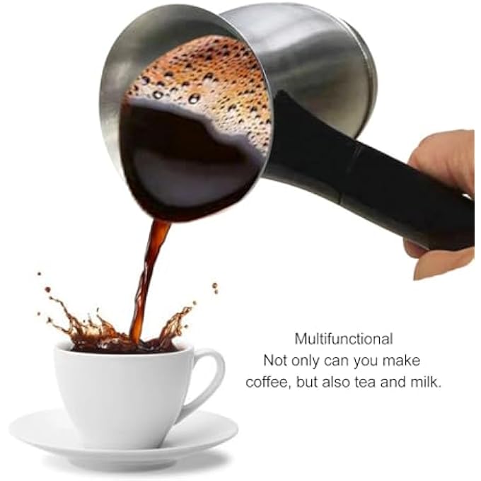 Labymos 600W Electric Turkish Coffee Maker With 600Ml Stainless Steel Pot Multifunctional For Espresso Tea  Milk Dual Protection Ergonomic AntiScald Handle - Image 4
