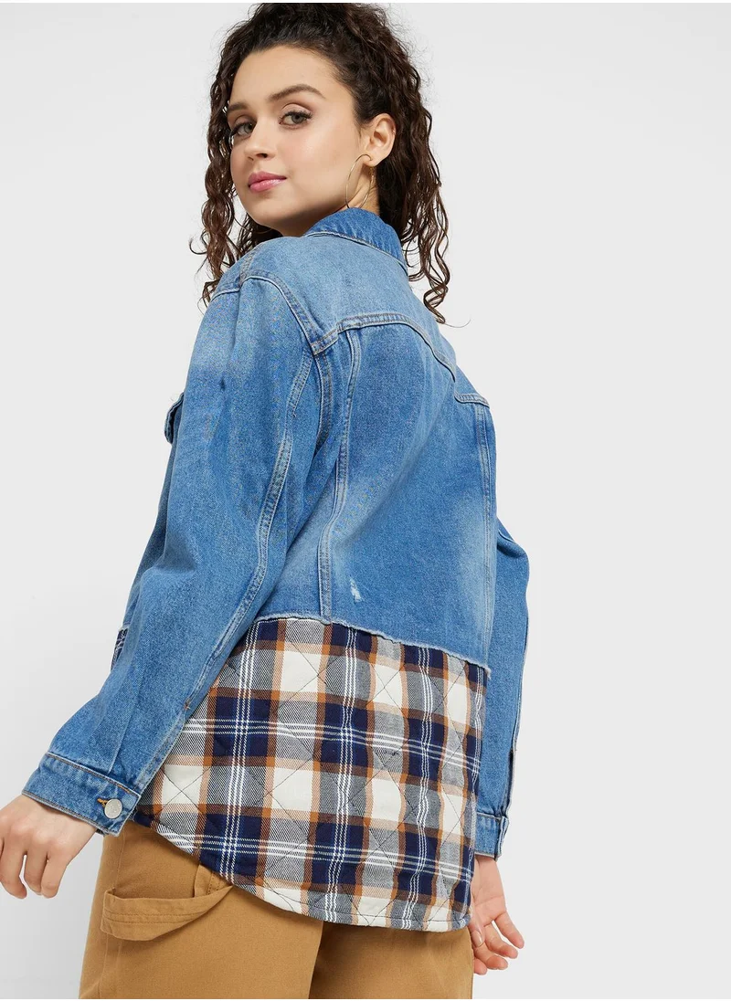 ONLY Checked Denim Jacket