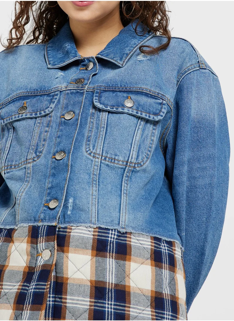 ONLY Checked Denim Jacket