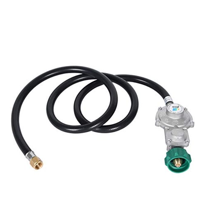 GasSaf 5FT Two Stage Propane Regulator with Hose for Dual Fuel Generator, RV Appliance,Gas Stove and More