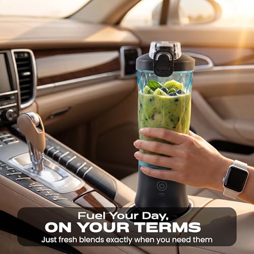 TR6 Blendmate Ultra Travel & Gym Portable Blender with Sipper Lid | 600ml USB Rechargeable Smoothie Blender | 230W Motor | 4000mAh Battery | Mini Personal Blender for Protein Shakes & Juices (Black) - Image 2