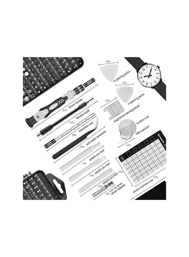 vesus Mini Precision Screwdriver Set, 118 in 1 Magnetic Screwdriver Bit Kit, Multi-Function Stainless Steel Professional Repair Tool Kit for Phone, Laptop, PC, Glasses, Electronics, and More -Black - Image 3