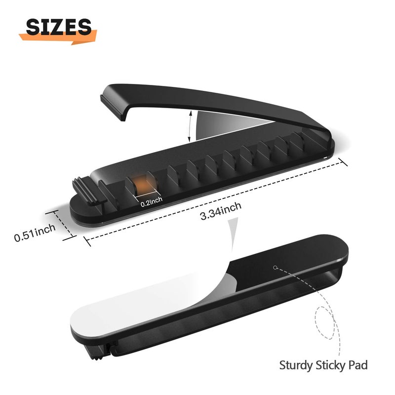 pzoz Cable Clips, 3 Pack Cord Organizer Charger Cable Management for Organizing Home Office Desk Phone Car Wire, Self Adhesive Cord Holders (Black) - Image 3