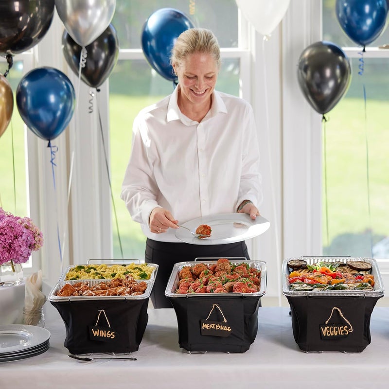 Chefmaster 2-Pack Chafer Wind Guard Cover for Chafing Dish - Flame Retardant Fabric Screen for Food Warmers - Chafing Dish Wind Guard - Breeze Protection & Heat Retention for Catering, Parties, Buffets - 90081 - Image 4