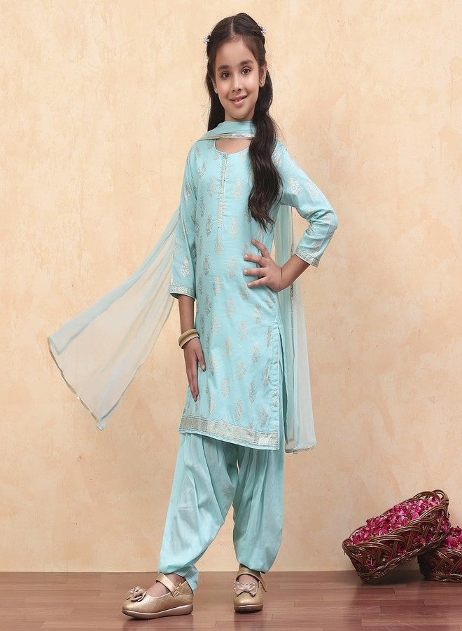 Biba Girls PRINTED STRAIGHT KID(KWCOLOR IMPRINTS2953E_TURQUOISE_9) - Image 5