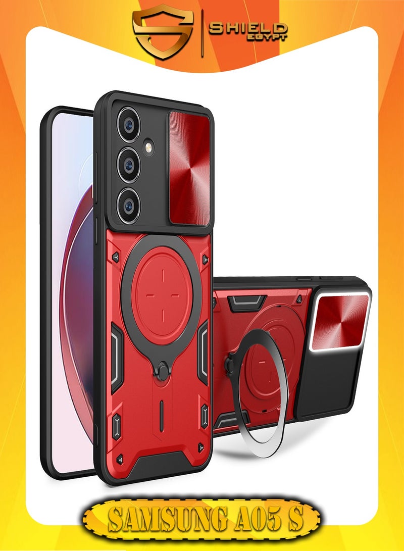 SHIELD EGYPT SHIELD EGYPT For Samsung Galaxy A05s Armored Camera Shield Cover Camera Lend Protection, Built-in 360° (Red) 
