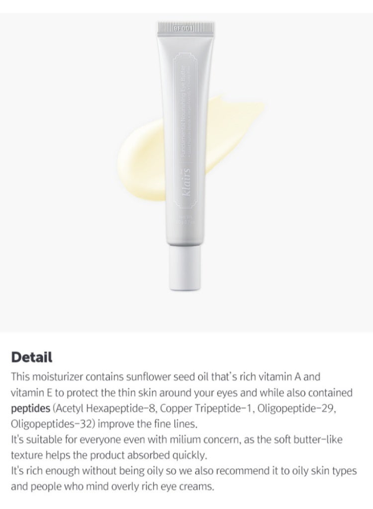 Klairs Dark Circles & Fine Lines Care – Klairs Fundamental Nourishing Eye Butter | Brightening, Firming & Moisture-Rich Eye Treatment - Image 5