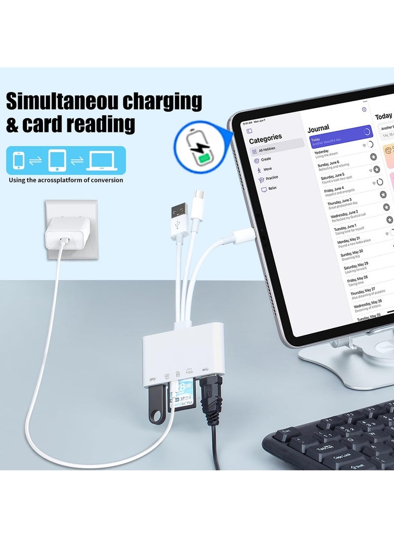 5-in-1 SD Card Reader - Universal Memory Card Reader for iPhone, Android, USB-C, with 3 Data Cable Ports and USB 3.0 Speed, Compatible with MacBook, Laptop, and PC  - Image 4