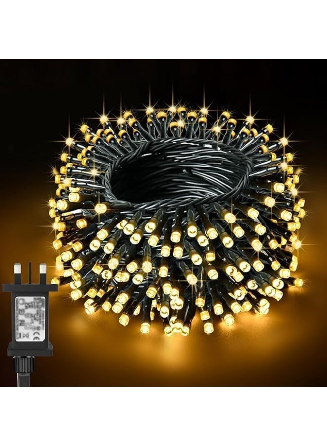 أضواء سلسلة عيد الميلاد بطول 25 متر مع 250 لمبة LED باللون الأبيض الدافئ، مناسبة للاستخدام الداخلي والخارجي، مثالية لتزيين عيد الميلاد وحفلات الزفاف - Image 1