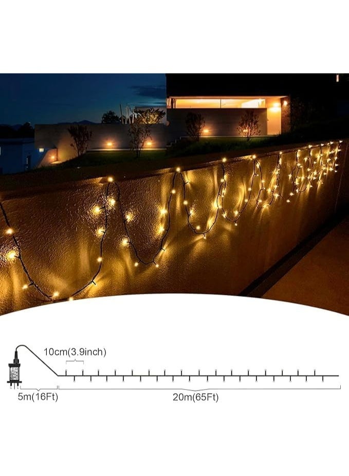 أضواء سلسلة عيد الميلاد بطول 25 متر مع 250 لمبة LED باللون الأبيض الدافئ، مناسبة للاستخدام الداخلي والخارجي، مثالية لتزيين عيد الميلاد وحفلات الزفاف - Image 2