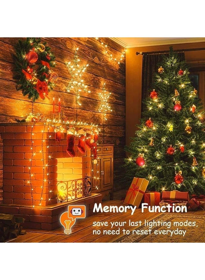 أضواء سلسلة عيد الميلاد بطول 25 متر مع 250 لمبة LED باللون الأبيض الدافئ، مناسبة للاستخدام الداخلي والخارجي، مثالية لتزيين عيد الميلاد وحفلات الزفاف - Image 5