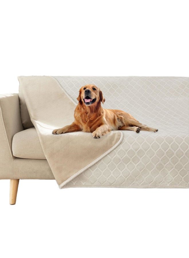 fuguitex Waterproof Dog Blanket Bed Cover Dog Crystal Velvet Moroccan Fuzzy Cozy Plush Pet Blanket Throw Blanket for Couch Sofa(68 * 82 inch, Cream+Beige) - Image 1