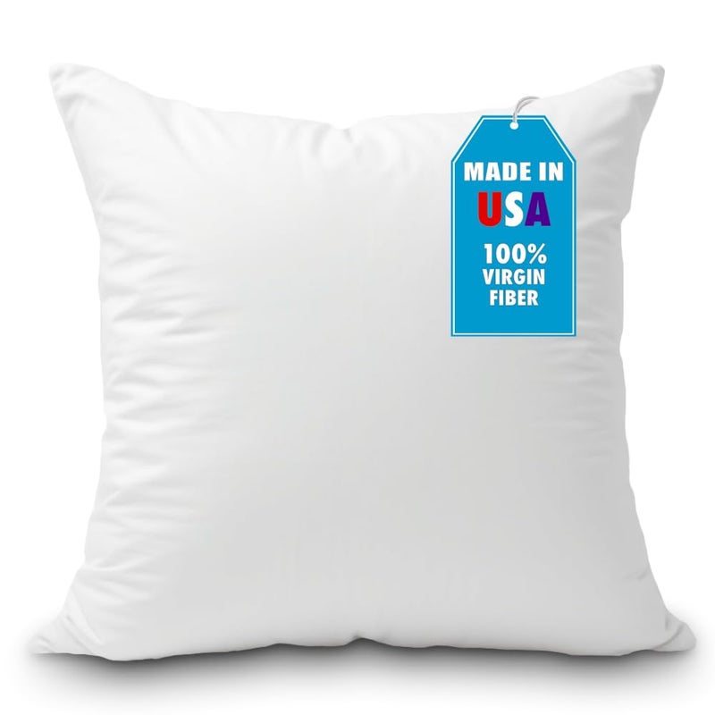 Foamily Throw Pillow Insert 20 x 20 inch Hypoallergenic 100 Virgin Fiber Bed Sofa Couch Decorative Indoor Pillows Made in USA