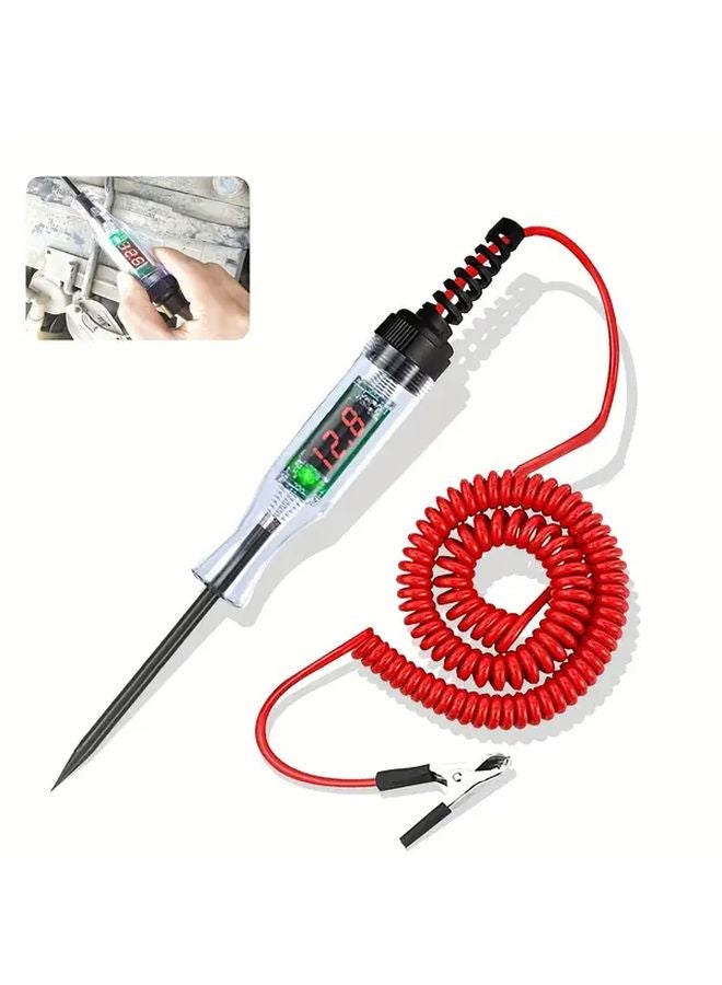 أداة اختبار دائرة السيارات بشاشة رقمية سوداء قلم فحص الجهد الكهربائي 6-24 فولت تيار مستمر - Image 2