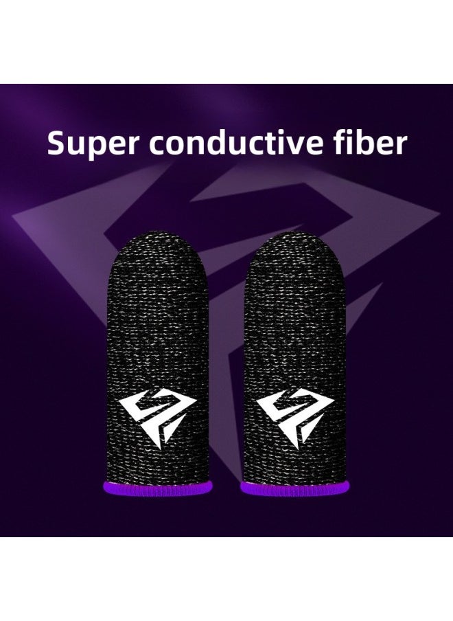 Generic - Luxury S04 Game Finger Set Chicken Eating Artifact Sterling Silver Fiber Double-piece Ice Silk Gloves Breathable Sweat-proof Slip Finger Set-Product Color:Pair Of S2 [purple] Specializes In Cross-border - Image 1