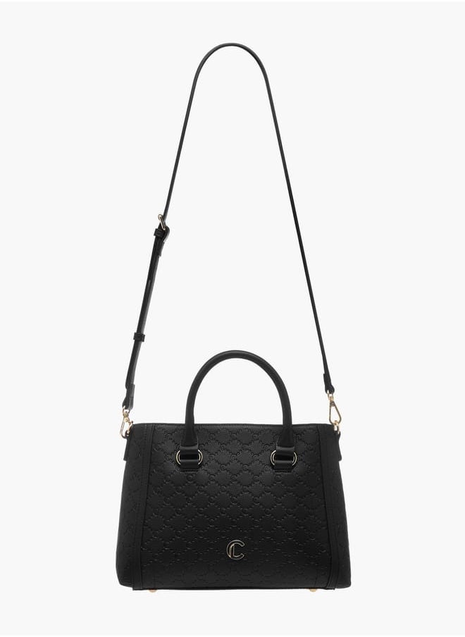 Le Confort Women Monogram Embossed Tote Bag with Detachable Strap and Zip Closure  - Image 2