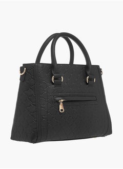 Le Confort Women Monogram Embossed Tote Bag with Detachable Strap and Zip Closure  - Image 3