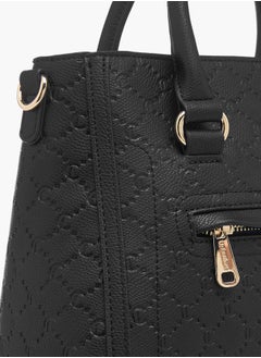 Le Confort Women Monogram Embossed Tote Bag with Detachable Strap and Zip Closure  - Image 5
