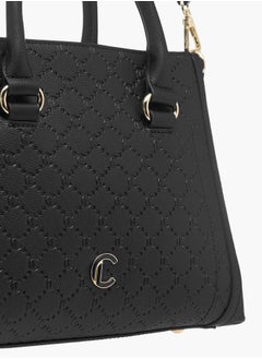 Le Confort Women Monogram Embossed Tote Bag with Detachable Strap and Zip Closure  - Image 4