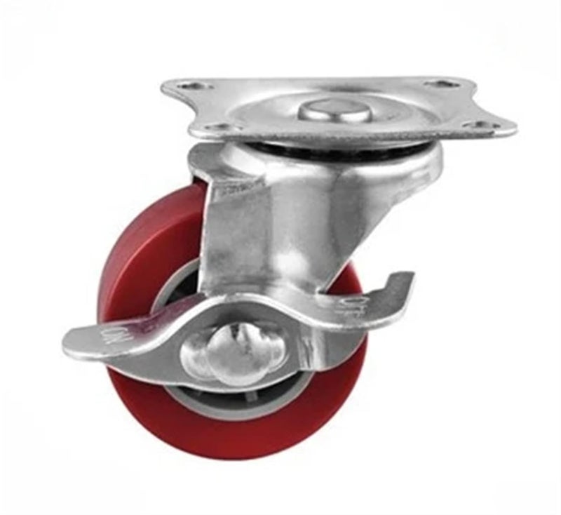 Aokley 1 25 Inch Lightweight Polyurethane Casters Small Micro Universal Rubber Wheels Silent Furniture PU Brake 4Pcs - Image 2